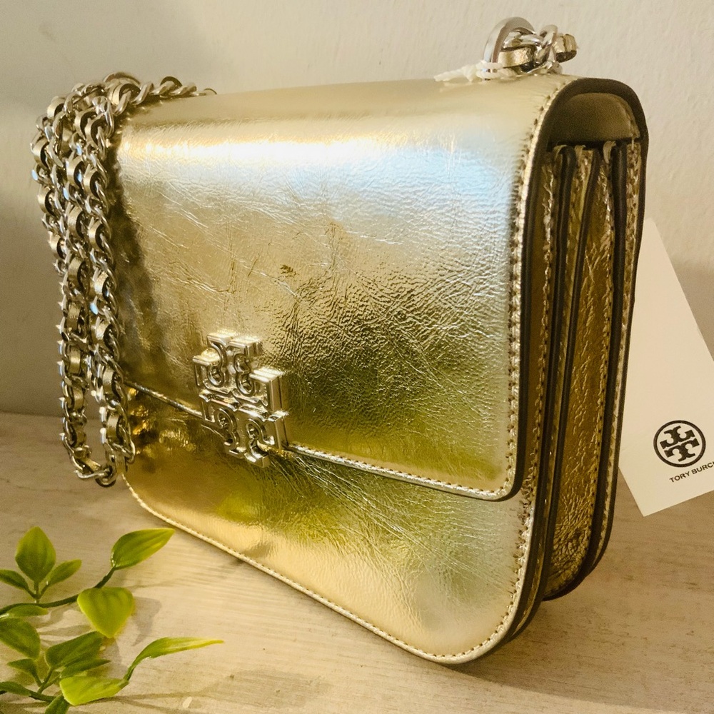 NWT TORY BURCH BRITTEN SPARK METALLIC CONVERTIBLE SHOULDER BAG LAST ONE!
